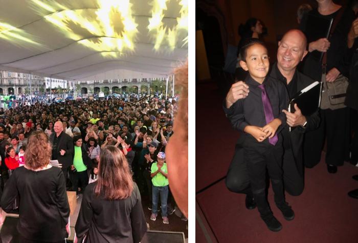 Figure 1: "Dreamers Event"     Figure 2: Jeff with child in concert audience who is being treated for kidney failure.