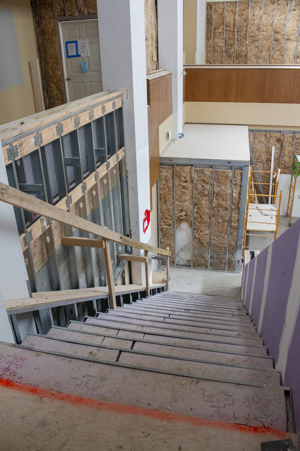 New staircase in the Court. Outside area of new atrium.