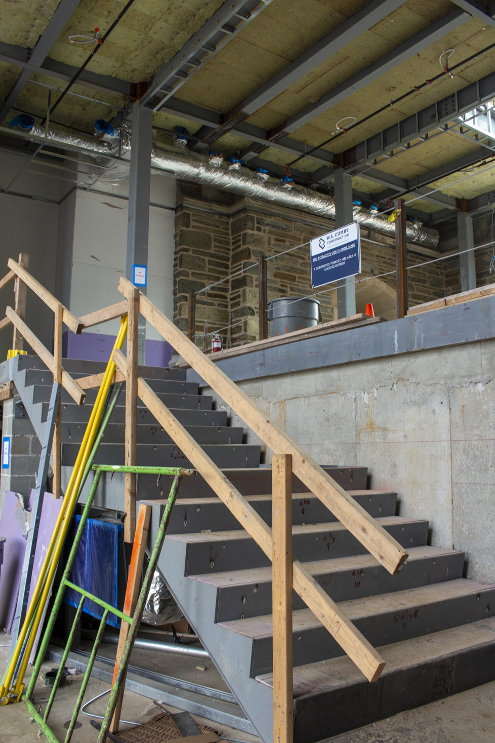 Staircase in the Atrium. Outside area of new atrium.