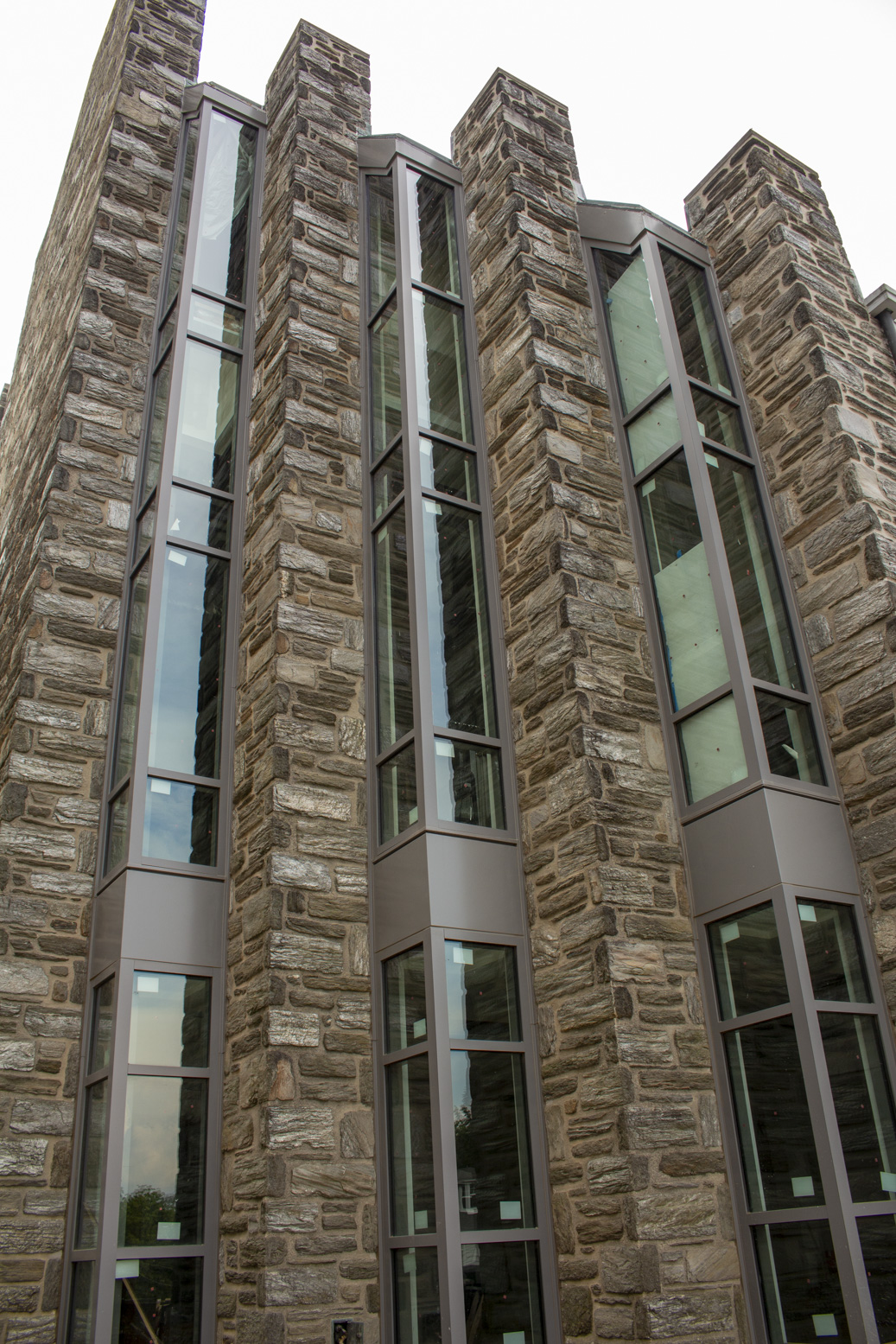 New windows on the Ministries Center. Outside area of new atrium.