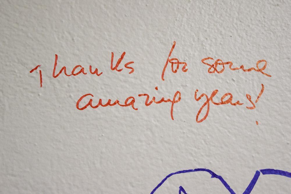 Writing on the walls of the Education Building.