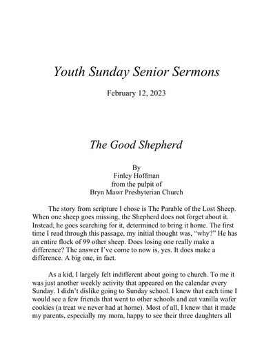 Youth Sunday Senior Sermons 2-12-23