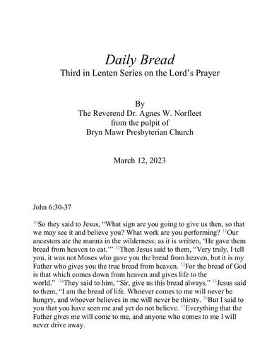 Rev  Agnes W Norfleet Lords Prayer 3 Daily Bread 03-12-23