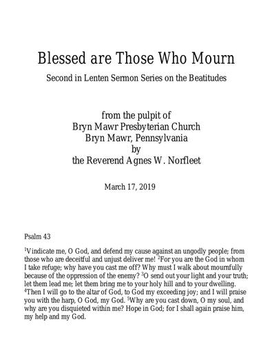 March 17, 2019: Blessed are Those Who Mourn